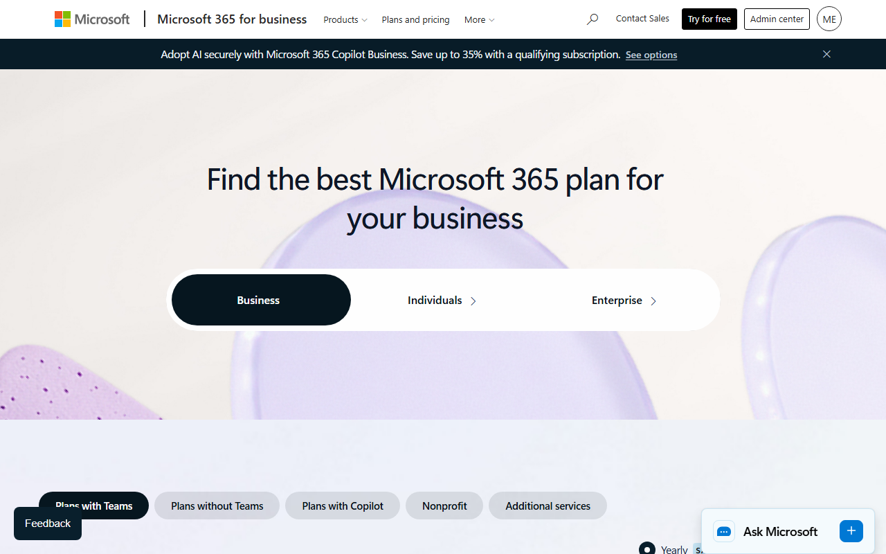 Microsoft 365 business plan comparison