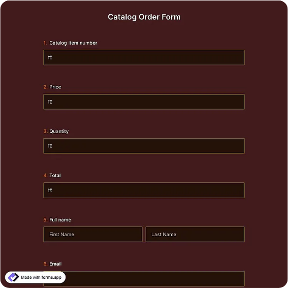 Preview of Catalog Order Form Template