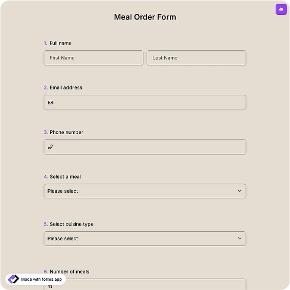 Preview of Meal Prep Order Form Template