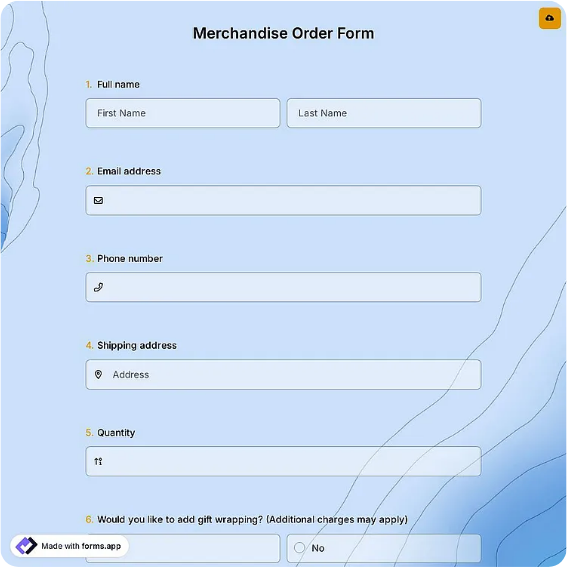 Preview of Merchandise Order Form Template