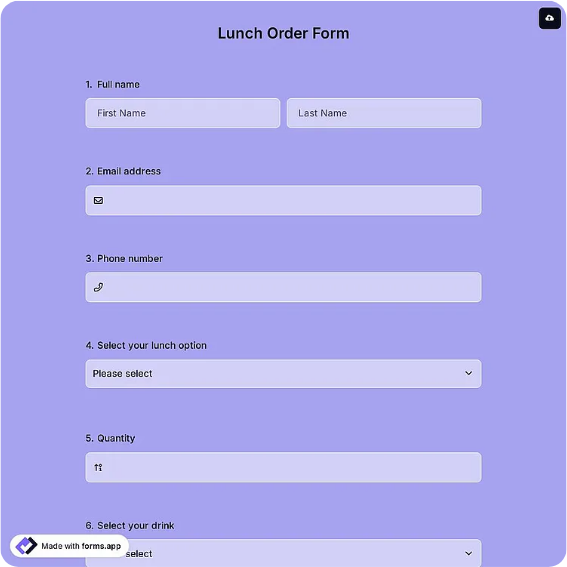 Preview of Office Lunch Order Form Template