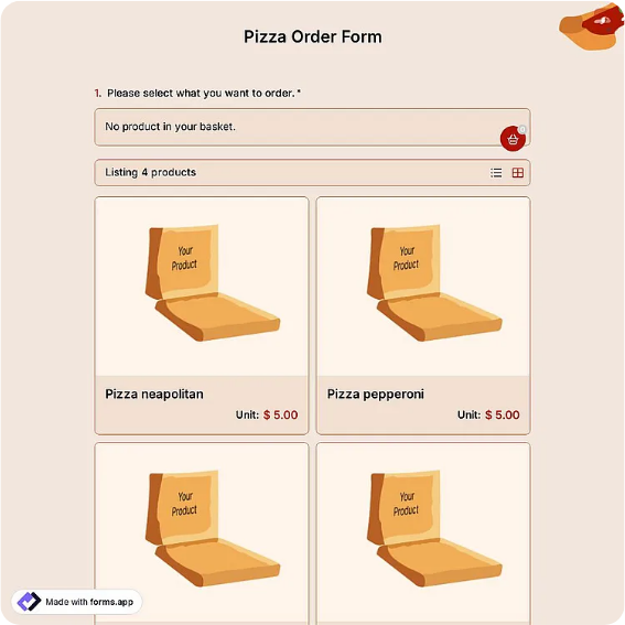 Preview of Pizza Order Form Template