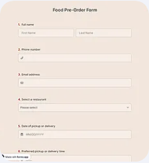 Preview of Pre-Order Form Template