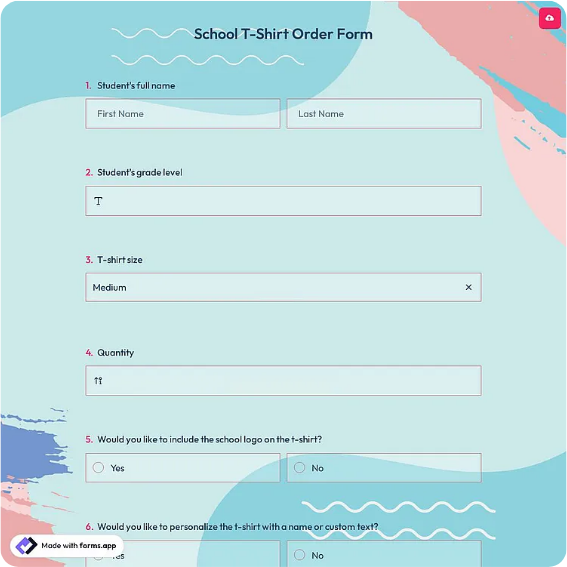 Preview of School Spirit Wear Order Form Template