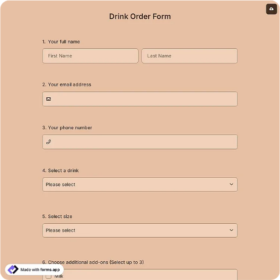 Preview of Smoothie Bar Order Form Template