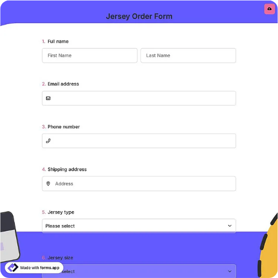Preview of Sports Jersey Order Form Template